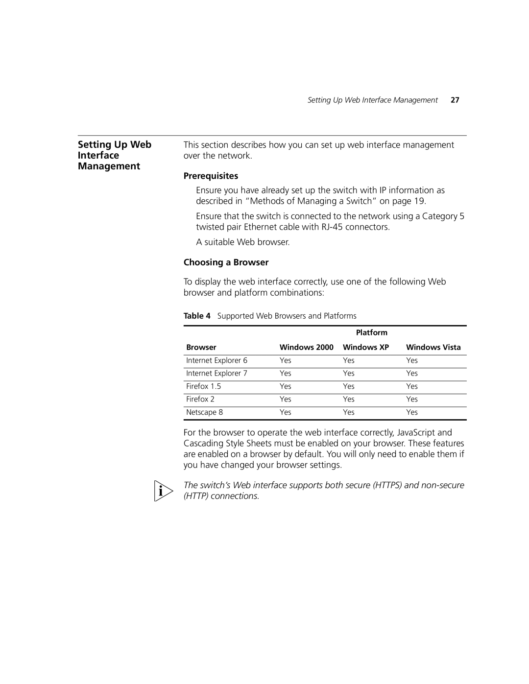 3Com 2924-PWR manual Setting Up Web, Interface, Choosing a Browser 