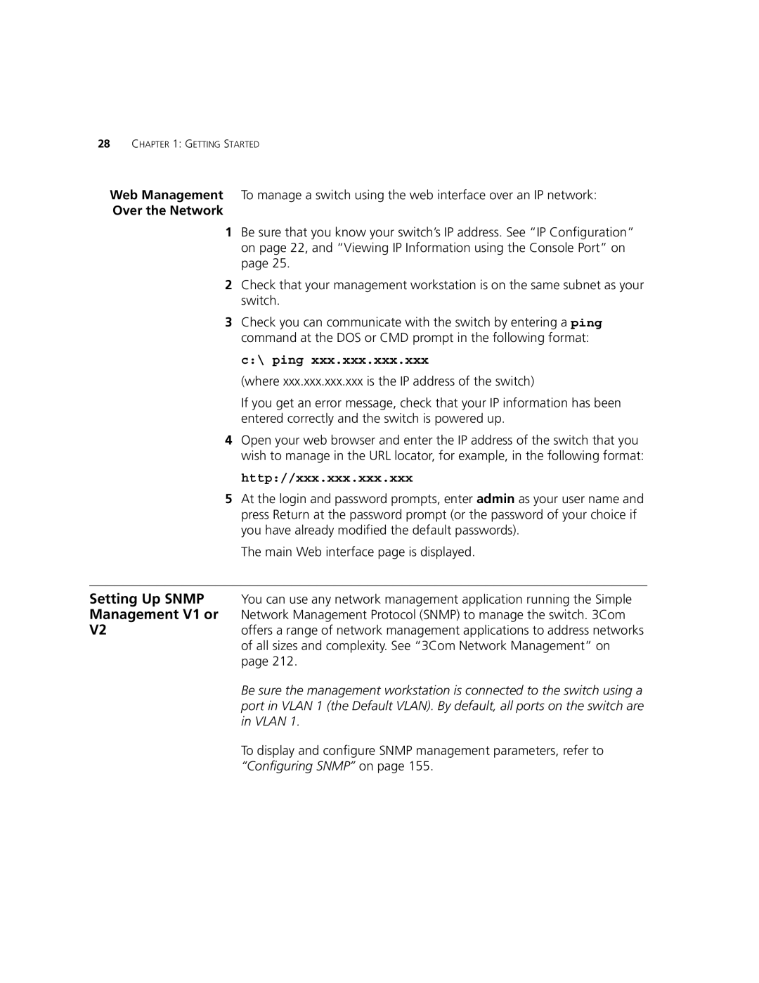 3Com 2924-PWR manual Over the Network, ping 