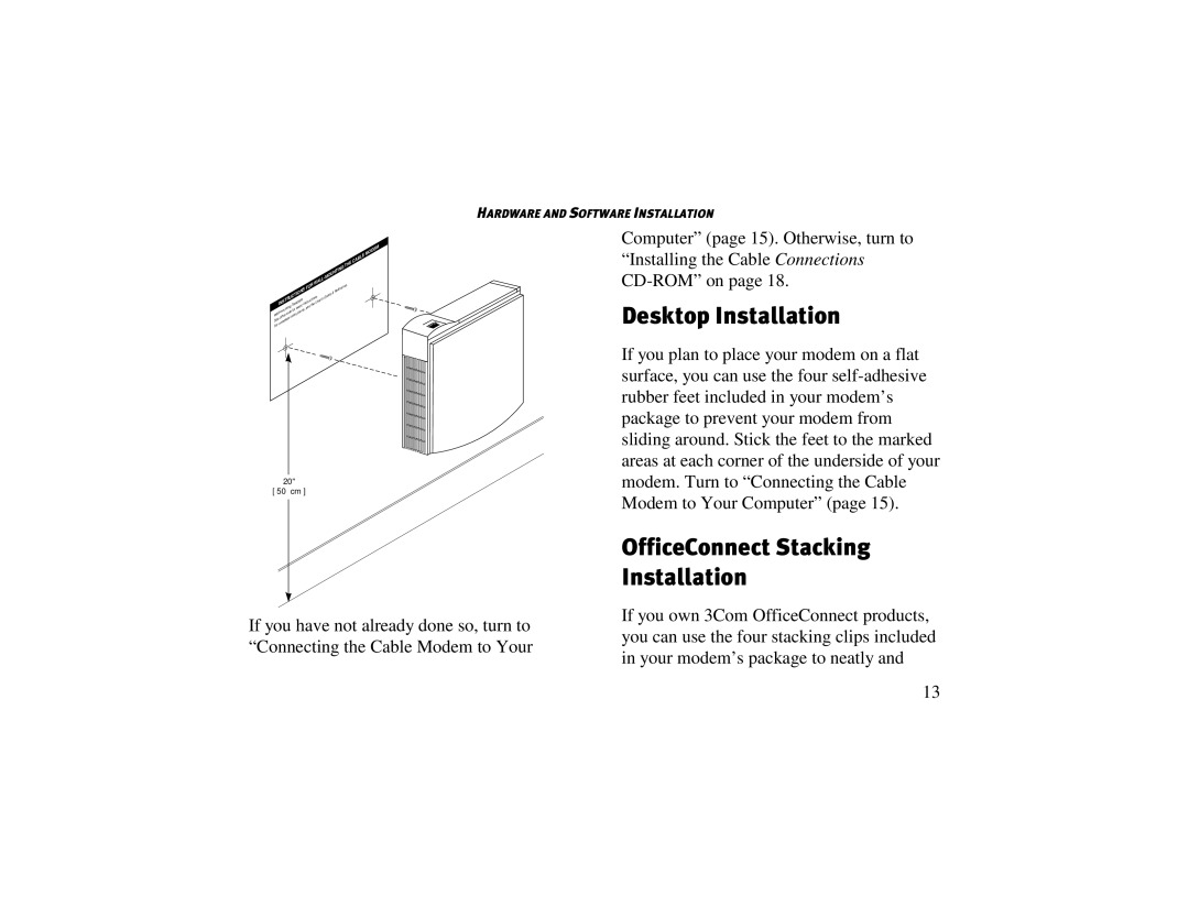 3Com 2940, 2941 manual Desktop Installation, OfficeConnect Stacking Installation 