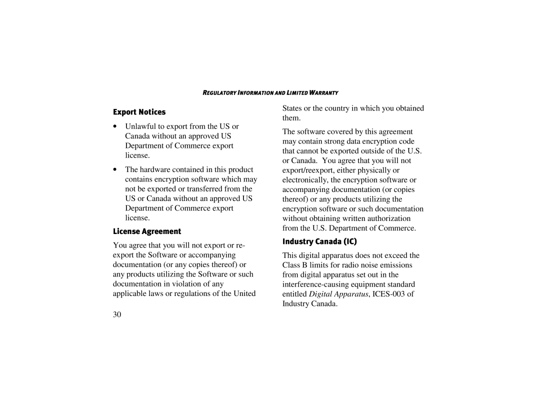 3Com 2940, 2941 manual Export Notices, License Agreement, Industry Canada IC 