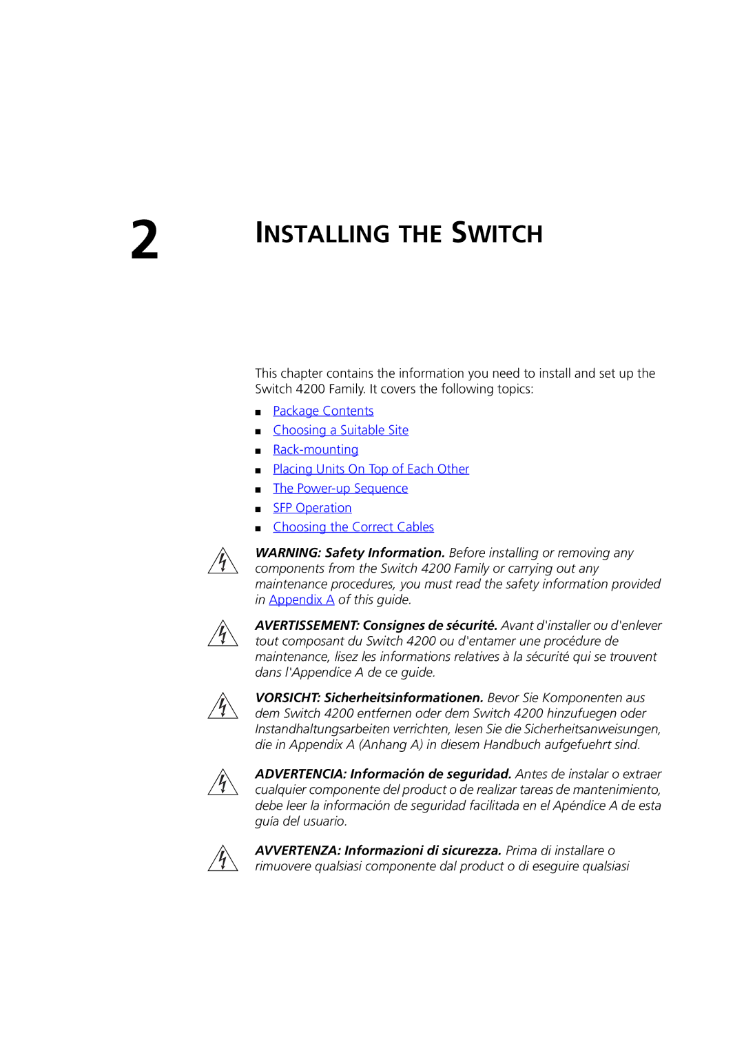 3Com 3 manual Installing the Switch 