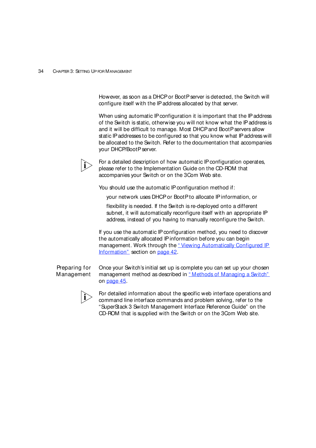 3Com 3 manual Setting UP for Management 