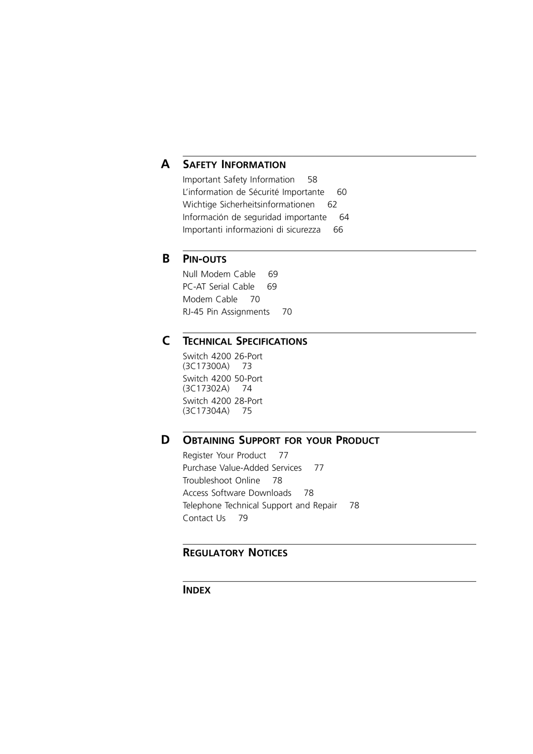 3Com 3 manual Pin-Outs 