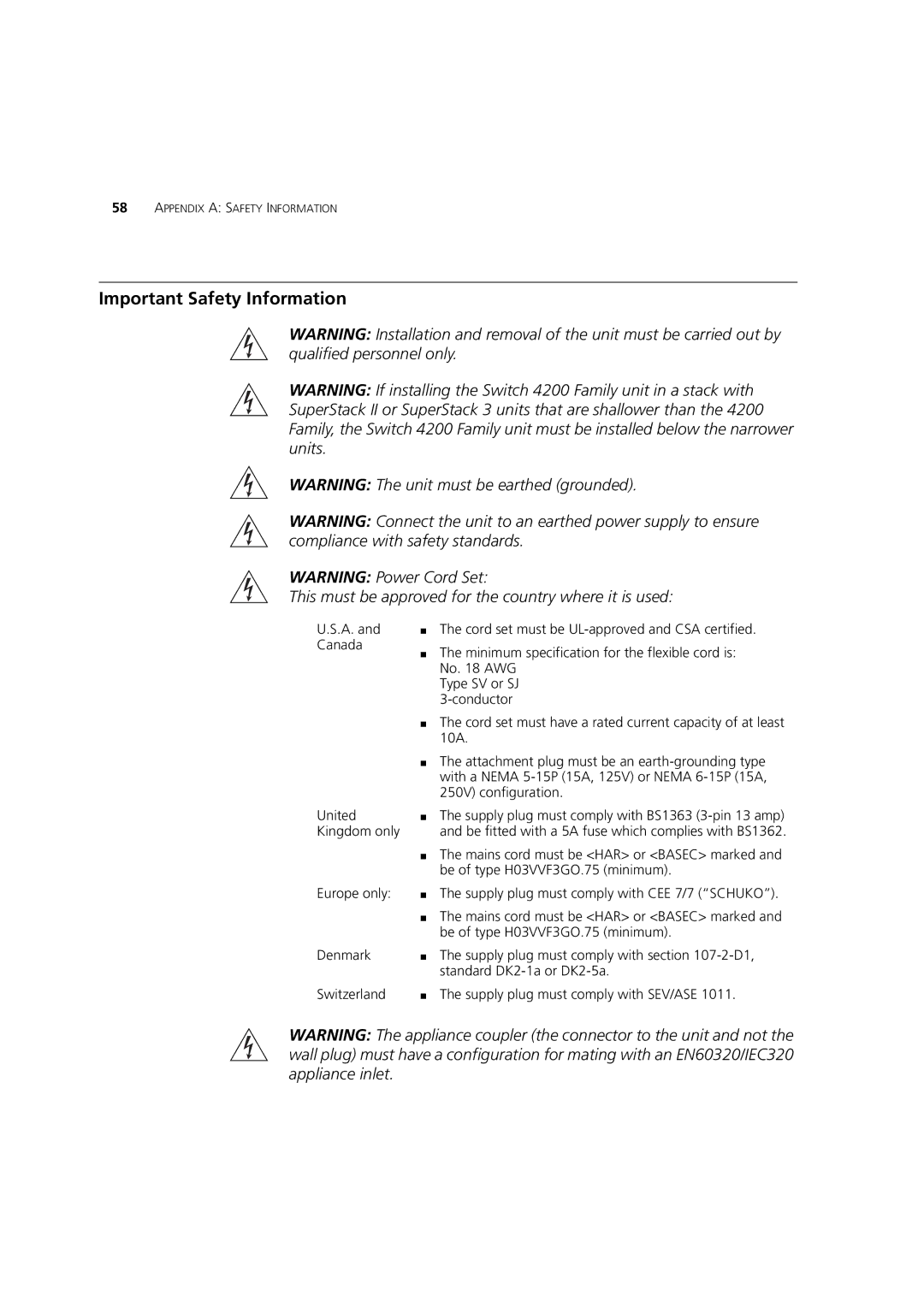 3Com 3 manual Important Safety Information, This must be approved for the country where it is used 