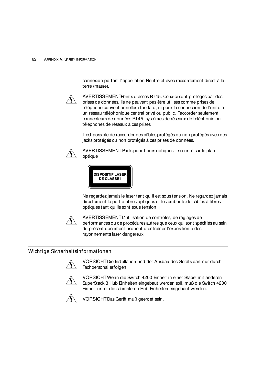 3Com 3 manual Wichtige Sicherheitsinformationen 