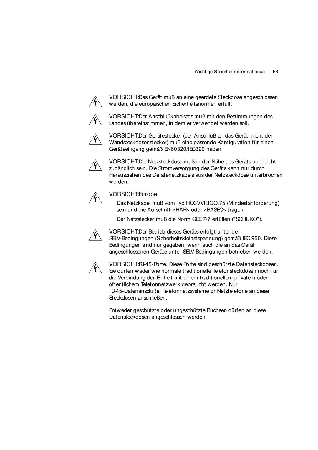 3Com 3 manual Vorsicht Europe 