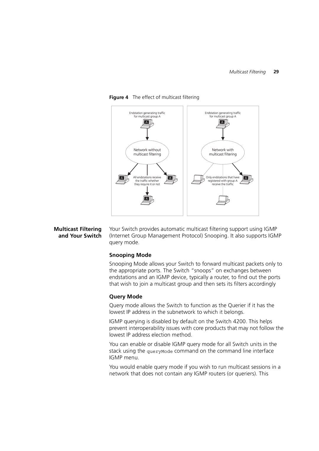 3Com 3 manual Query mode, Snooping Mode, Query Mode 