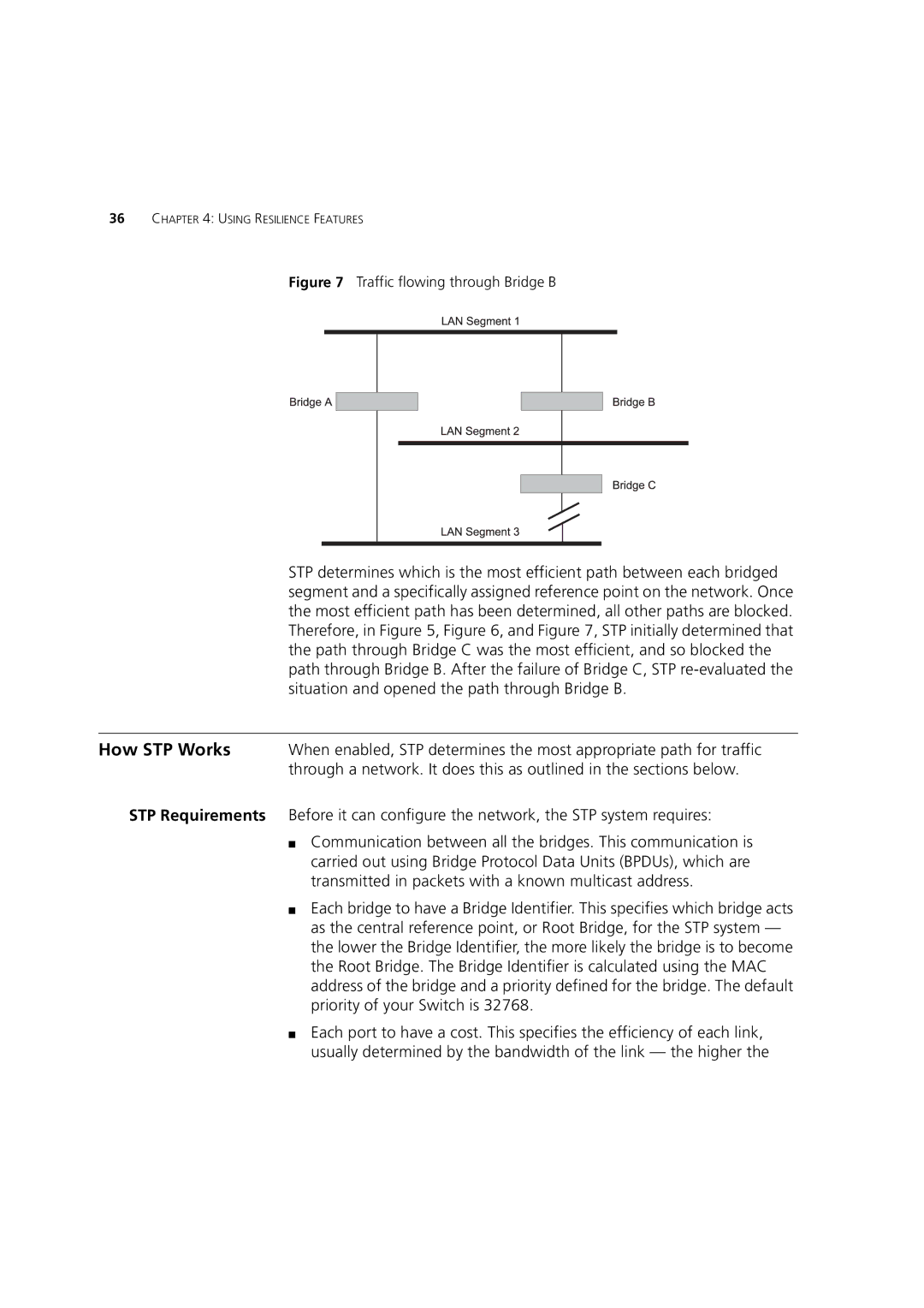 3Com 3 manual Traffic flowing through Bridge B 