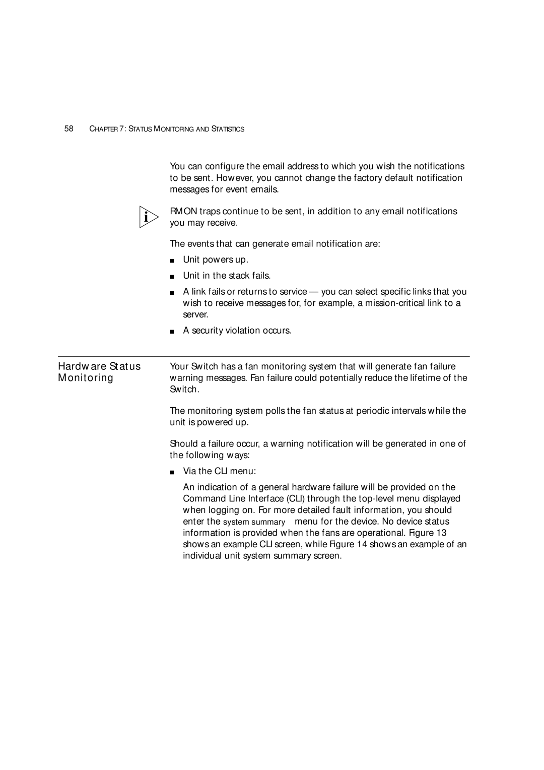 3Com 3 manual Status Monitoring and Statistics 