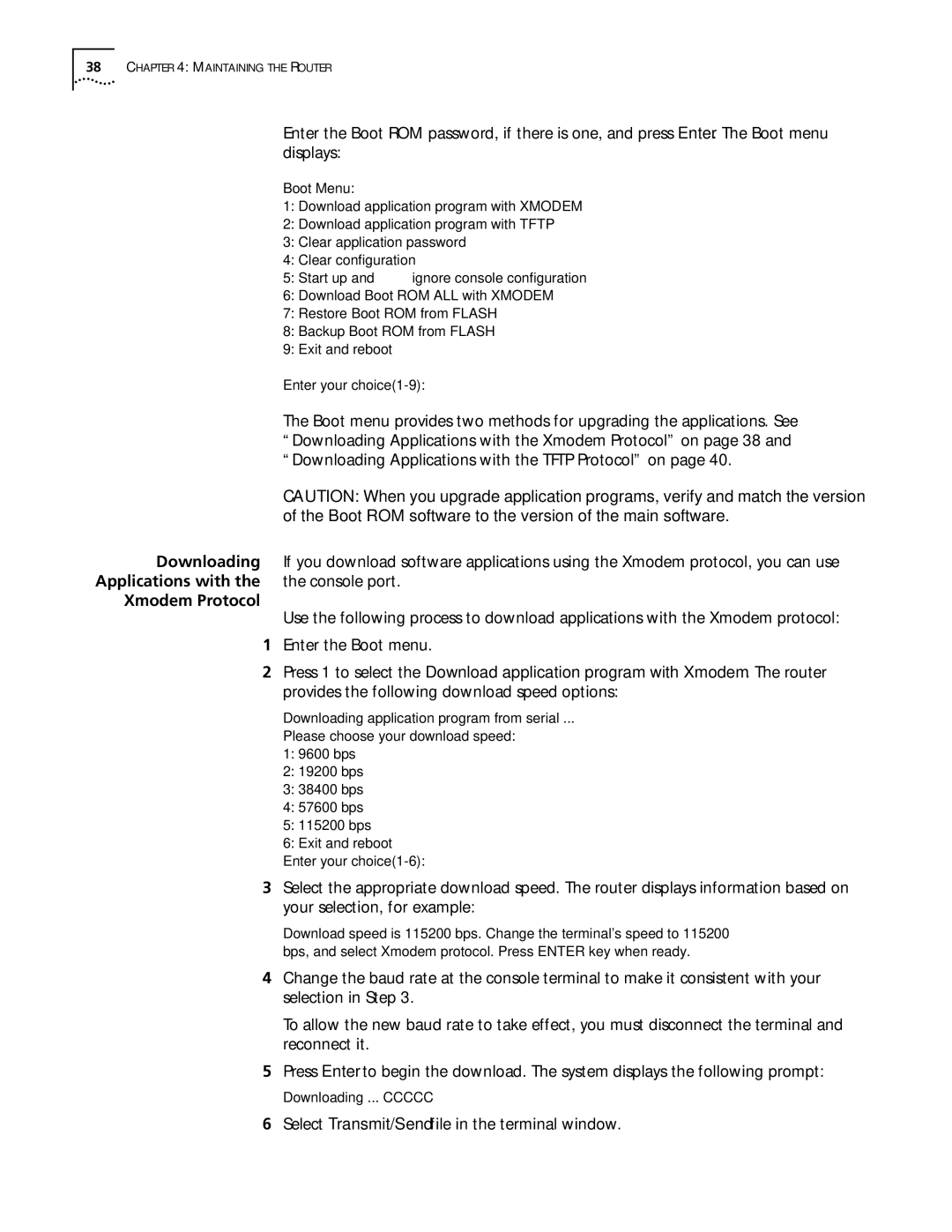 3Com 3012 (3C13612), 3015 (3C13615), 3013 (3C13613), 3018 (3C13618), 3016 (3C13616) manual Downloading, Xmodem Protocol 