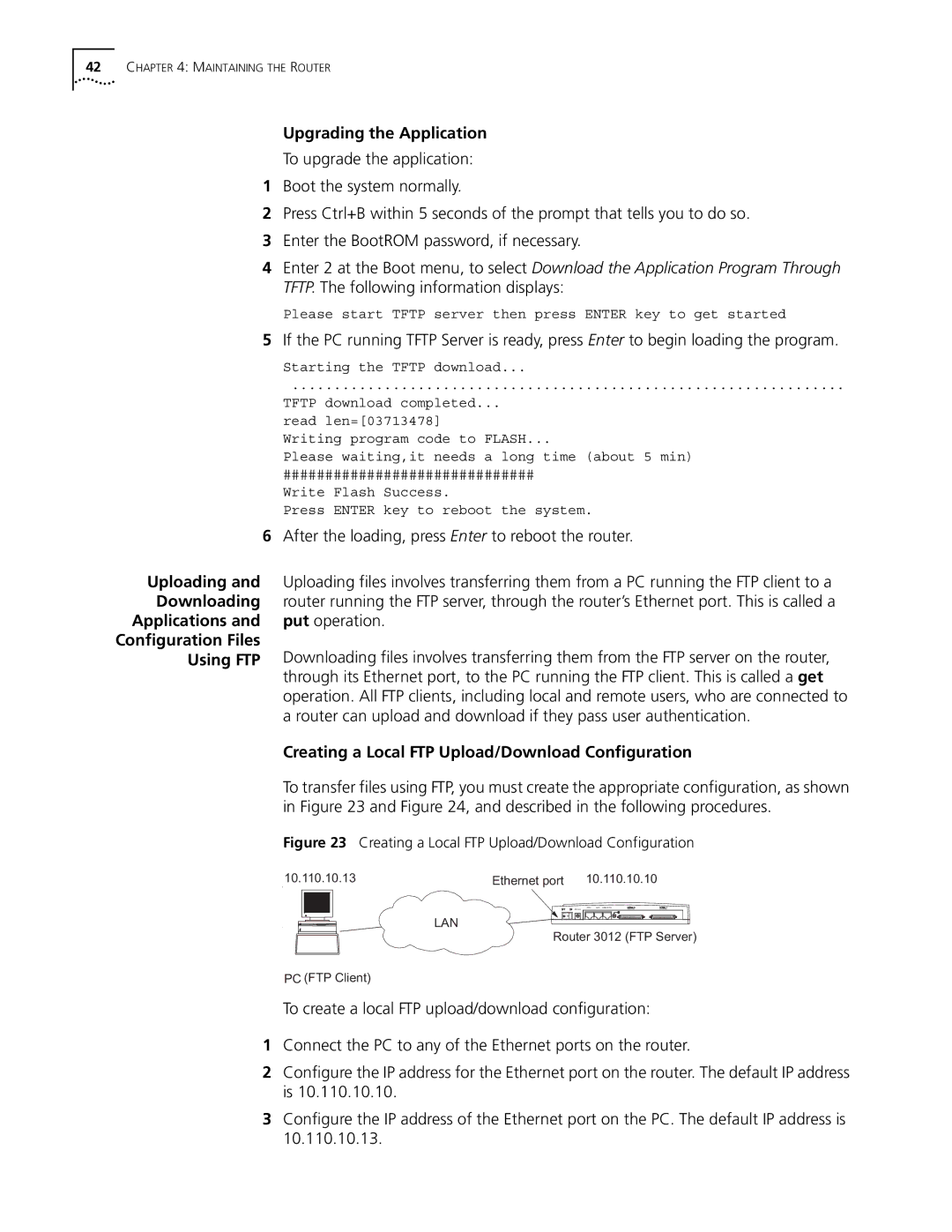 3Com 3018 (3C13618), 3015 (3C13615), 3013 (3C13613) manual Upgrading the Application, Uploading, Applications, Using FTP 