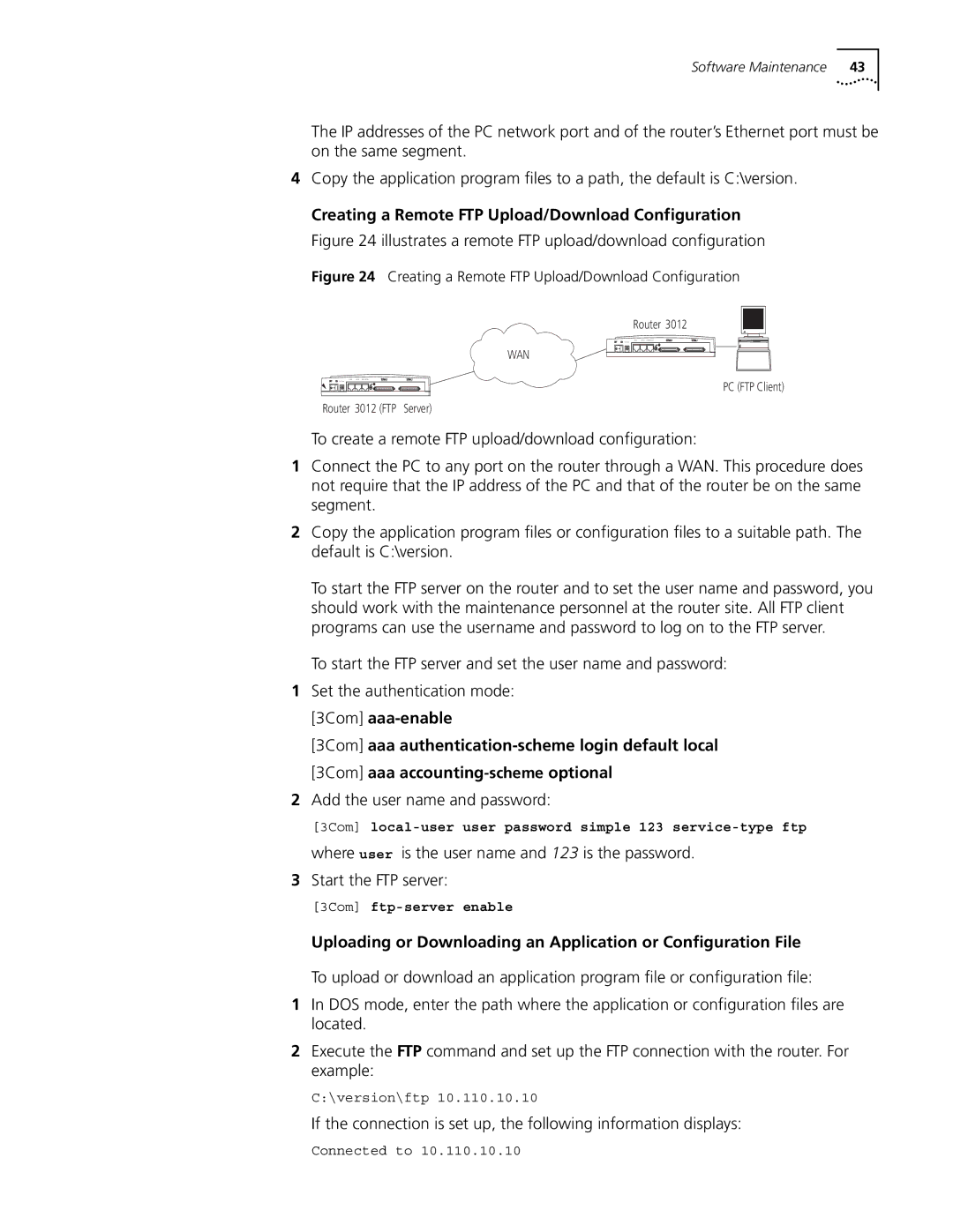 3Com 3012 (3C13612), 3015 (3C13615) Add the user name and password, Creating a Remote FTP Upload/Download Configuration 