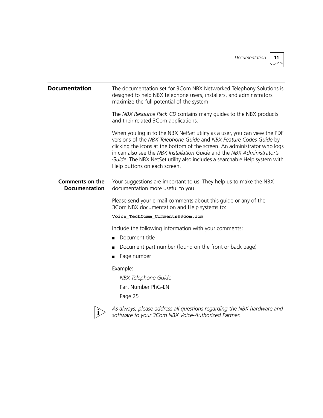 3Com 3102, 3101 manual Documentation, Comments on 