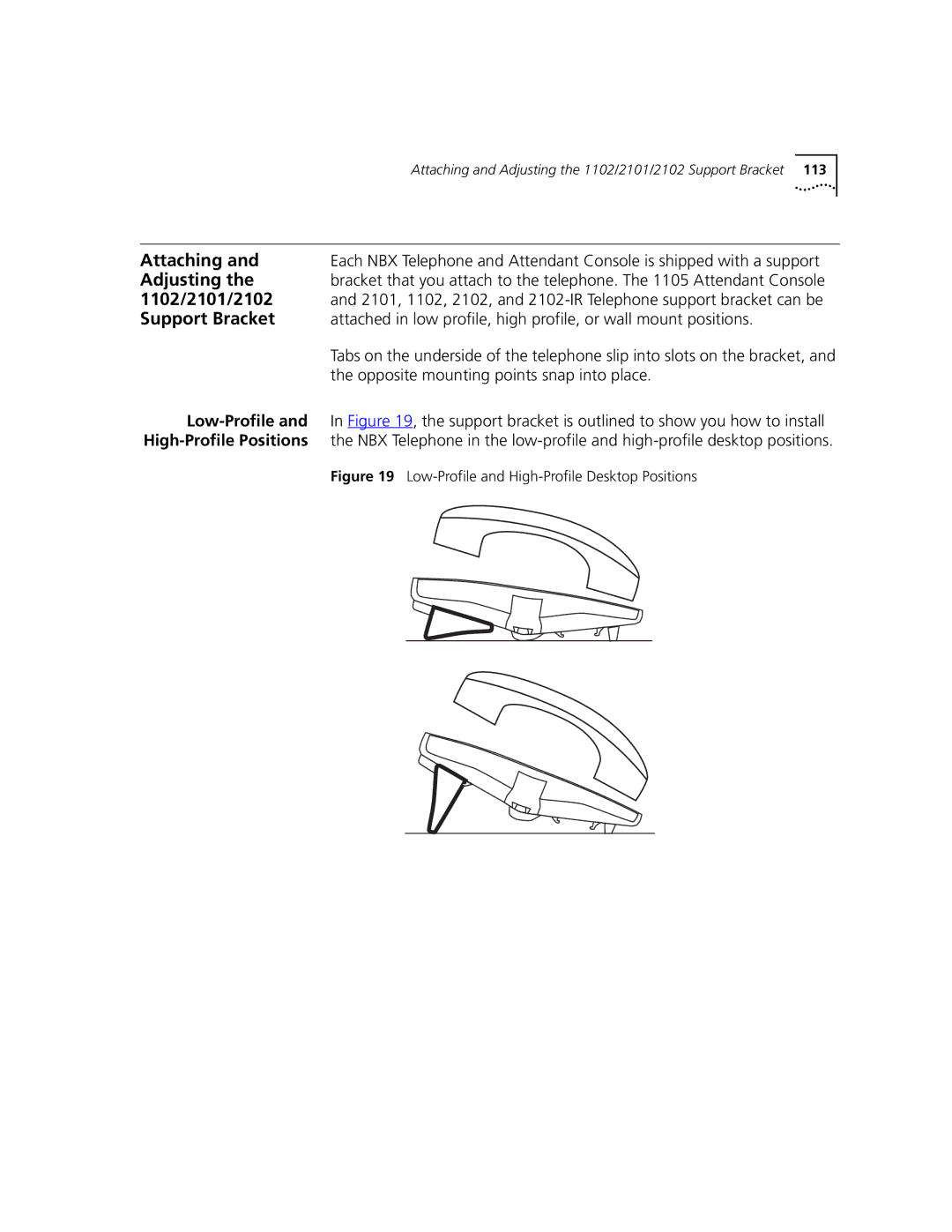 3Com 3102, 3101 manual 1102/2101/2102, Opposite mounting points snap into place, Low-Profile 