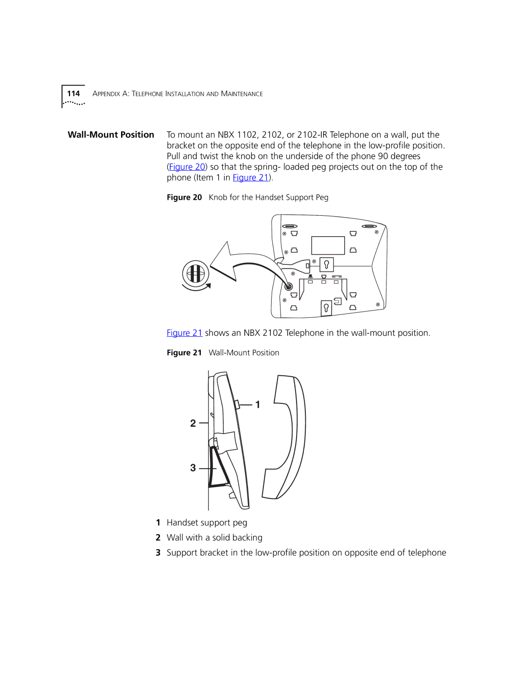 3Com 3101, 3102 manual Shows an NBX 2102 Telephone in the wall-mount position 