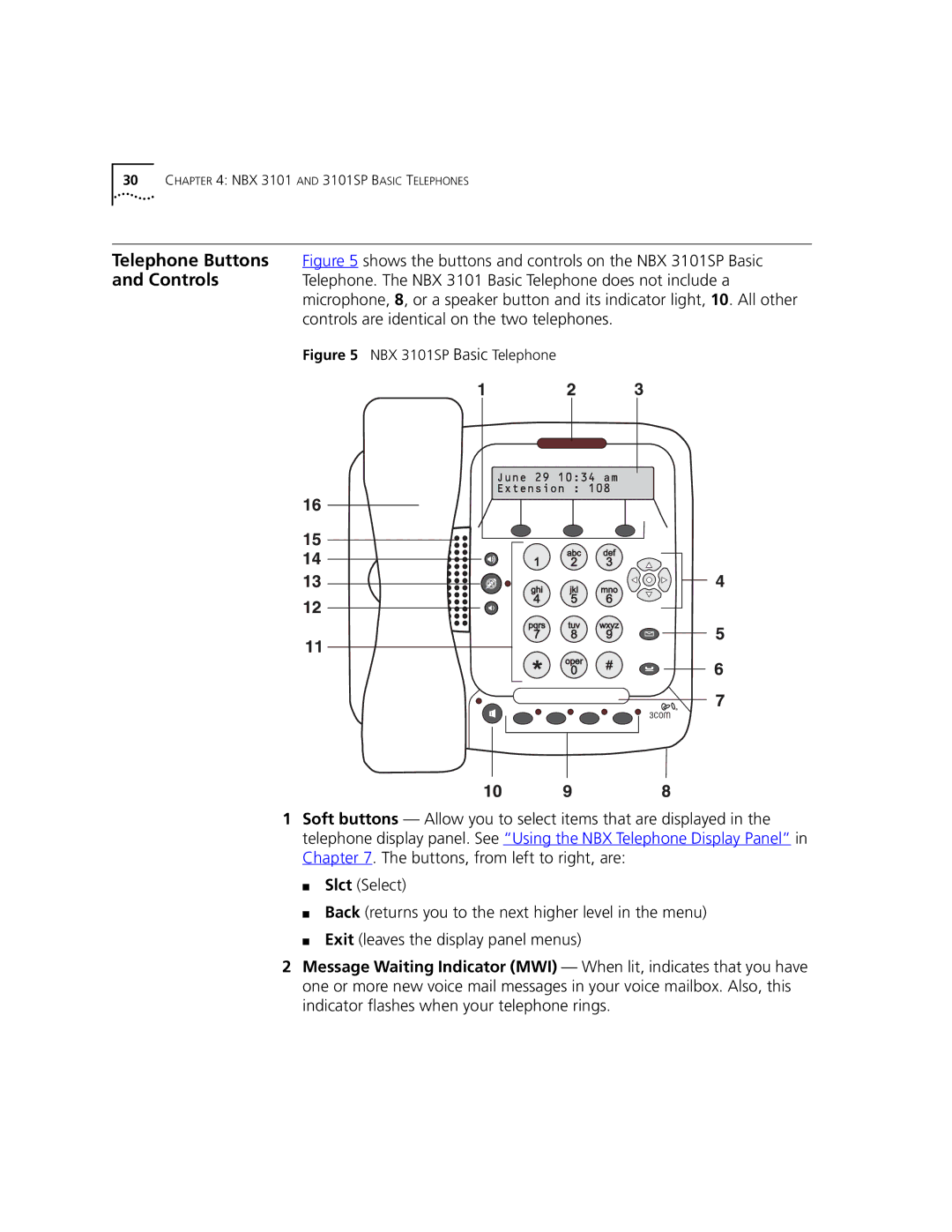 3Com 3102 manual NBX 3101SP Basic Telephone 