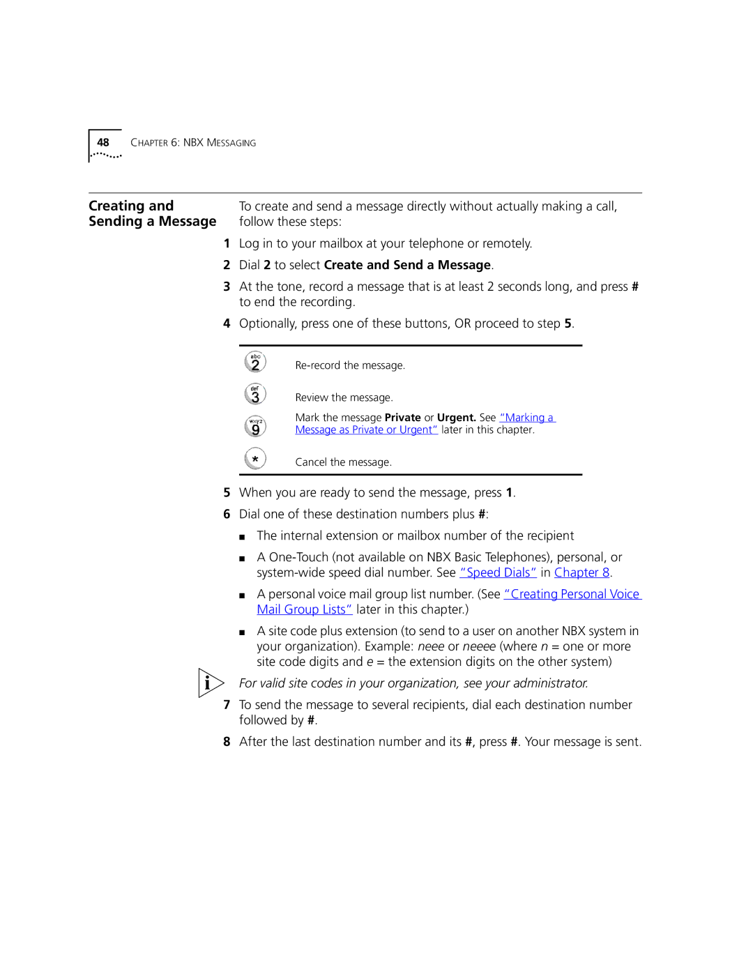 3Com 3101, 3102 manual Creating, Sending a Message, Follow these steps, Dial 2 to select Create and Send a Message 