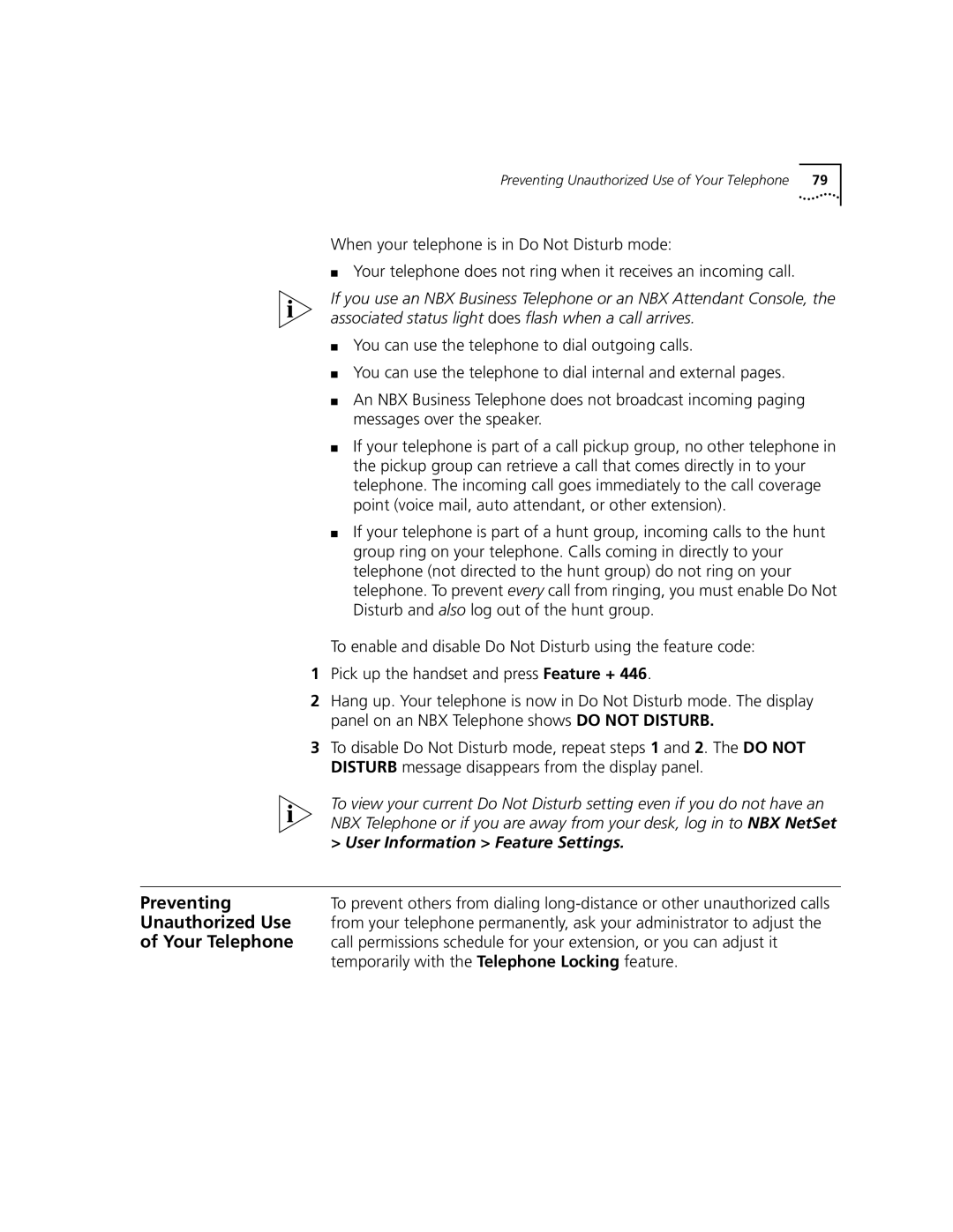 3Com 3102, 3101 manual Preventing, Unauthorized Use, Your Telephone, Temporarily with the Telephone Locking feature 