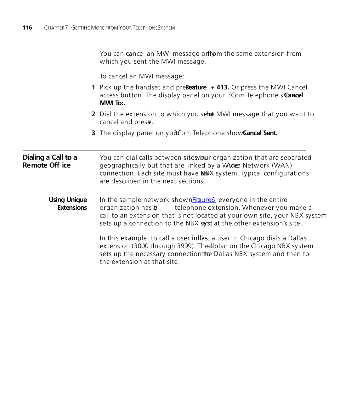 3Com 3101SP manual Dialing a Call to a Remote Office, MWI To 