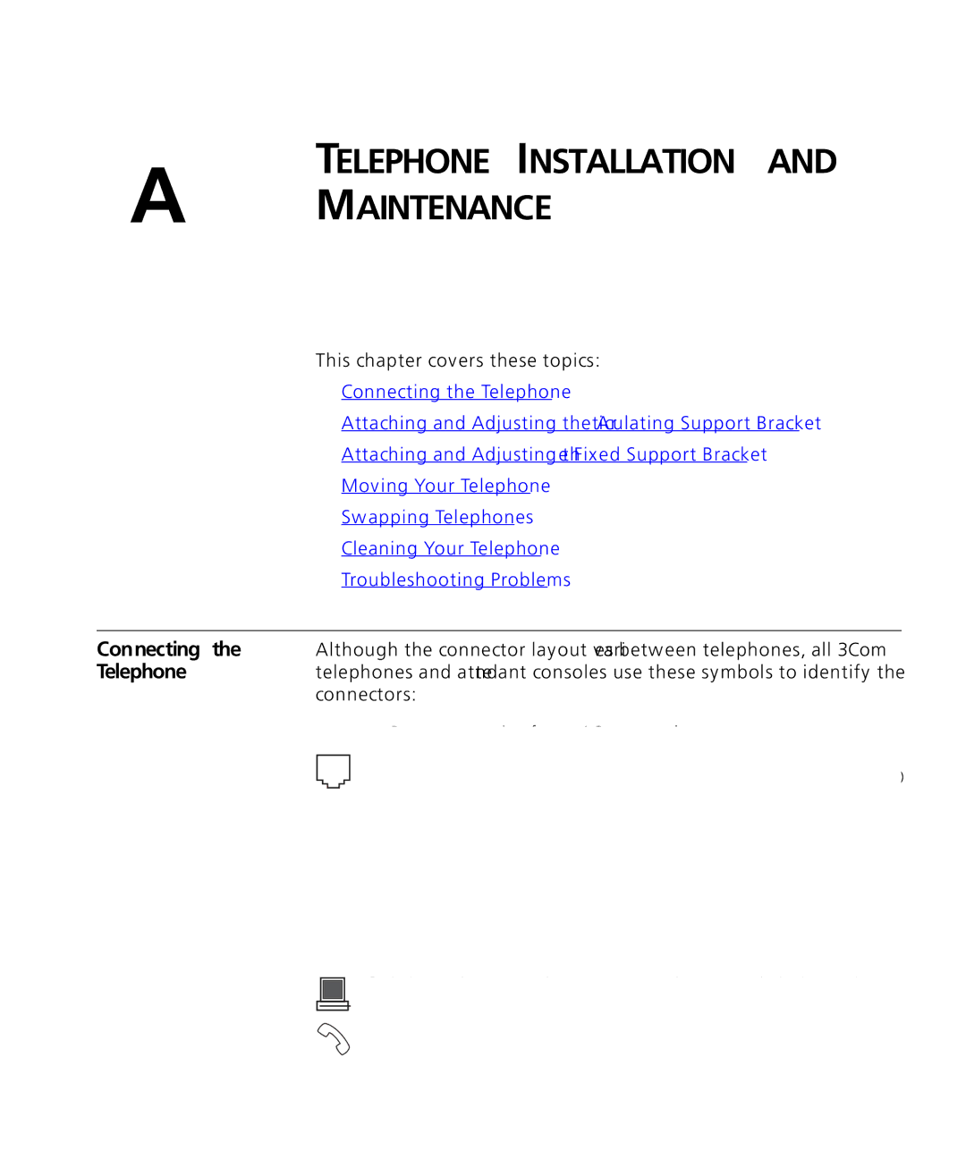 3Com 3101SP manual Connecting, Connectors 