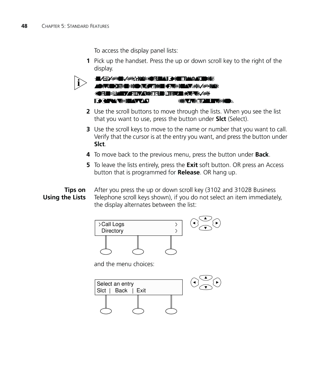 3Com 3101SP manual Display alternates between the list, Menu choices 