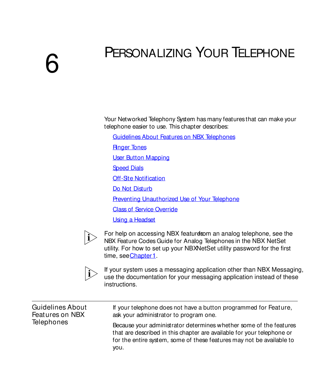 3Com 3101SP manual Personalizing Your Telephone, Guidelines About Features on NBX Telephones 