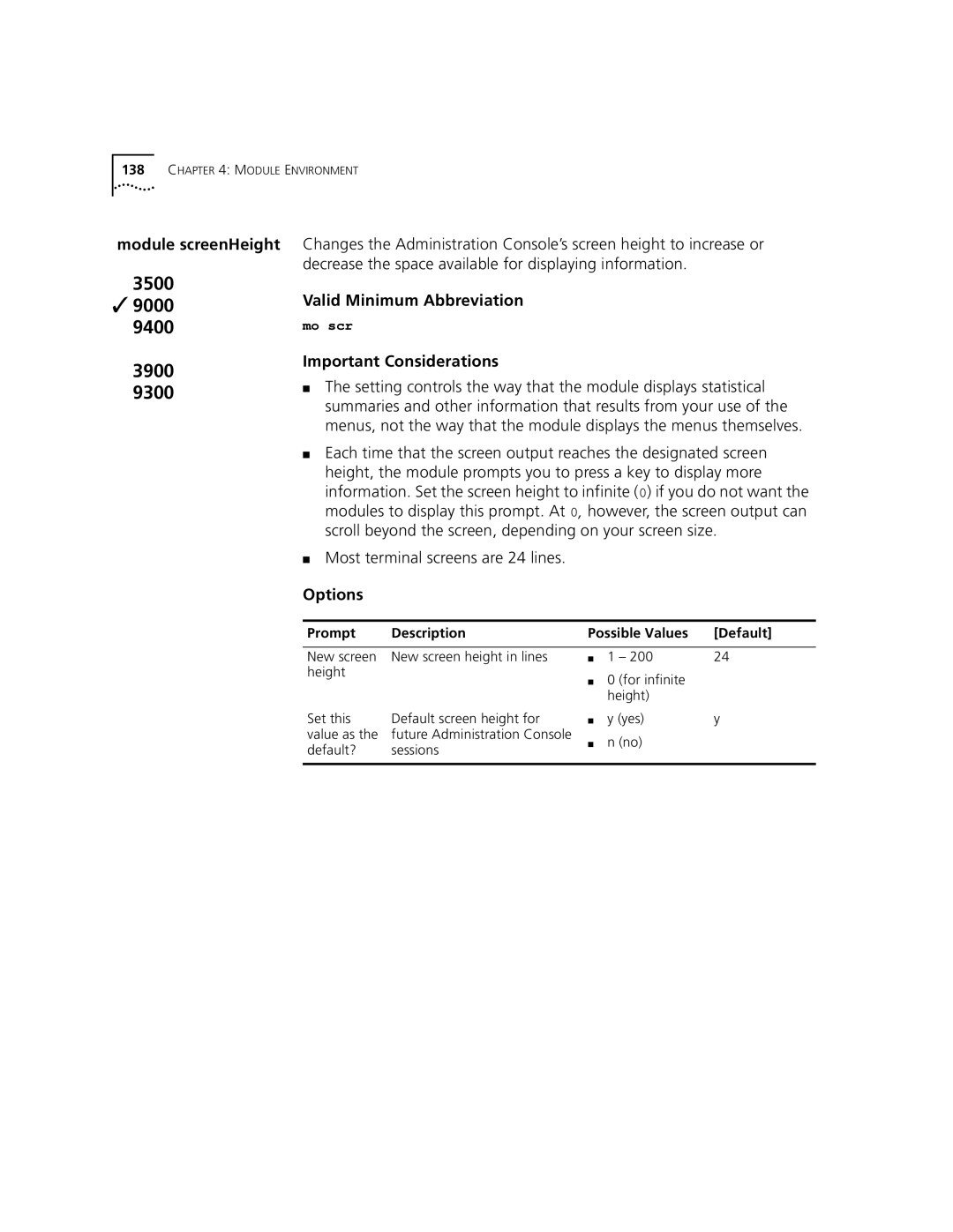 3Com 3500 manual Most terminal screens are 24 lines 