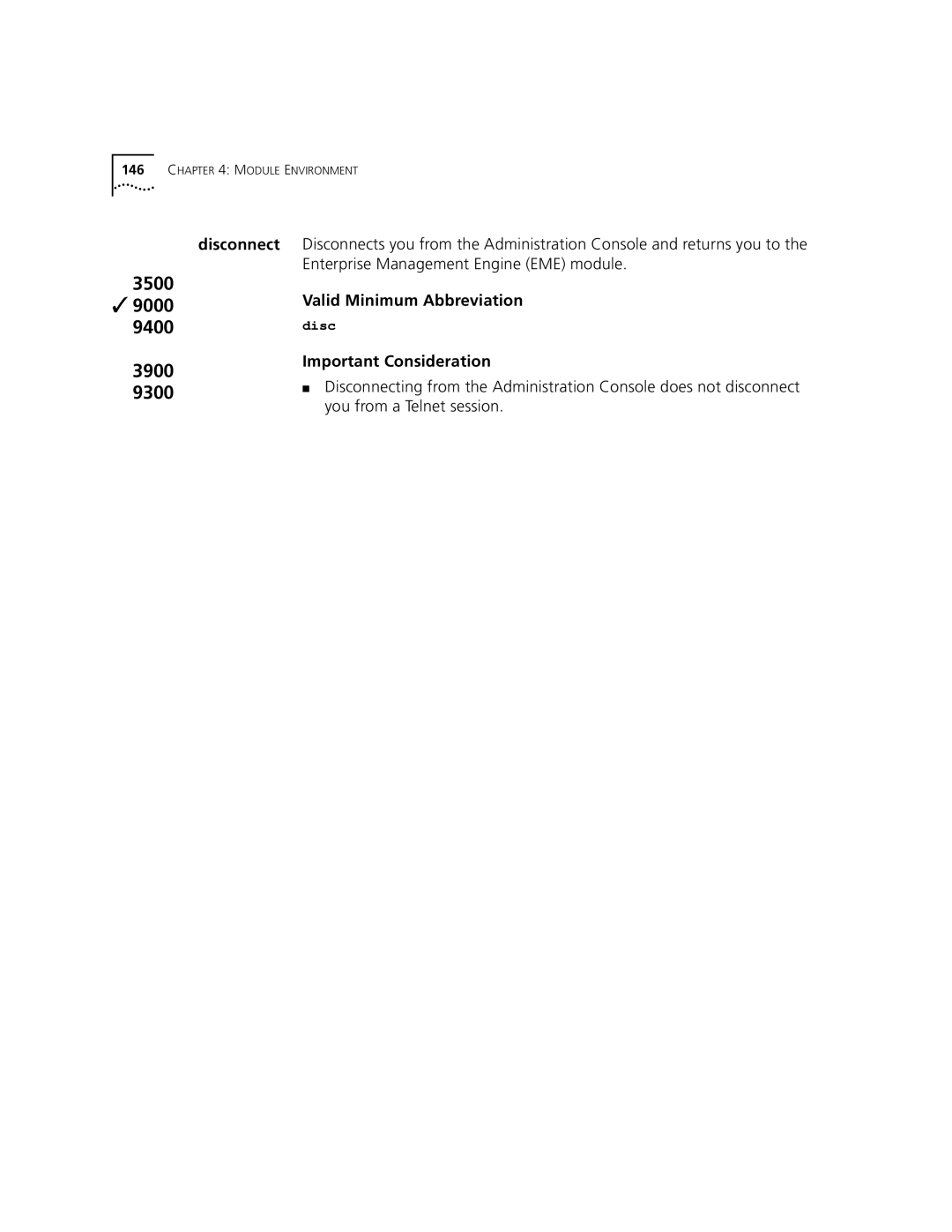 3Com 3500 manual Enterprise Management Engine EME module, You from a Telnet session 