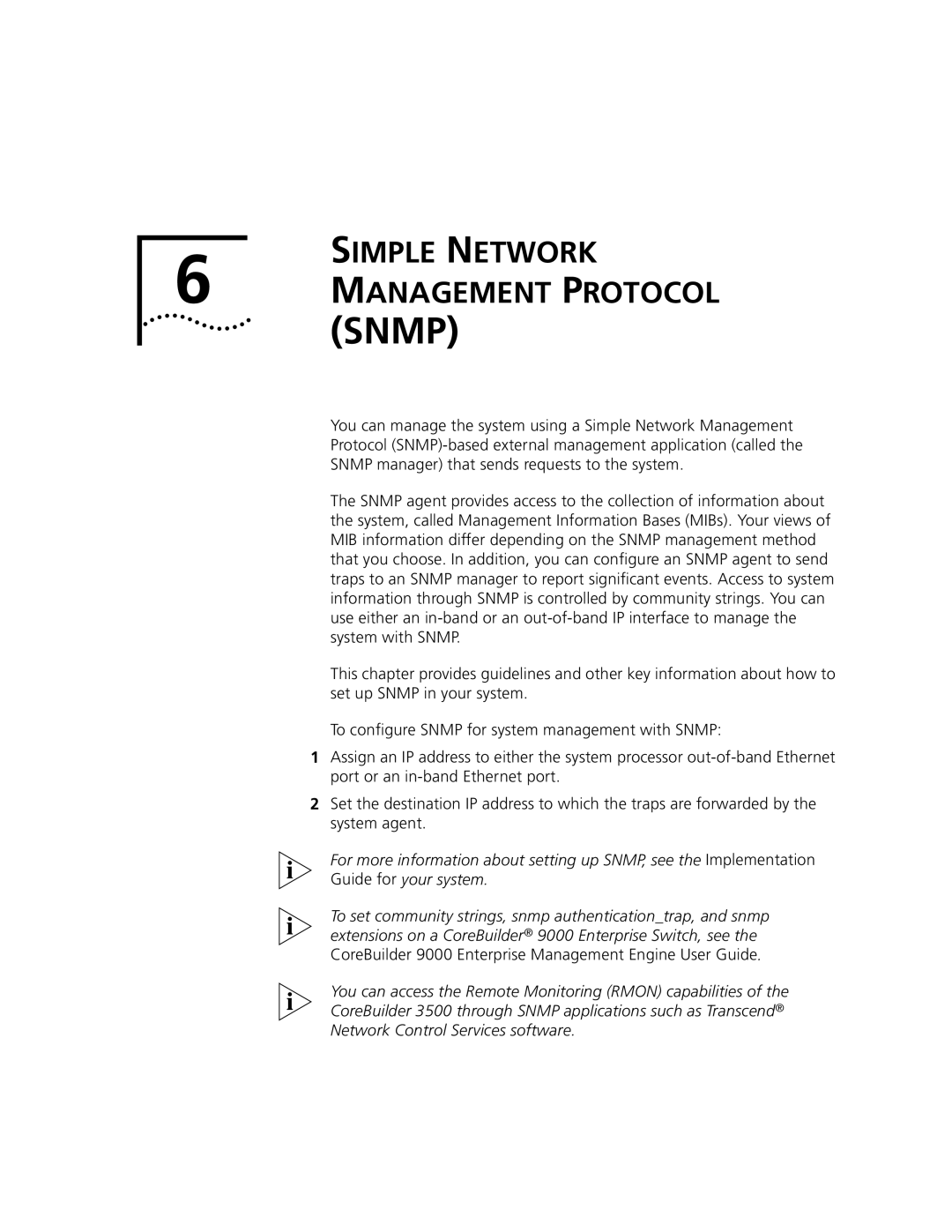 3Com 3500 manual Snmp 