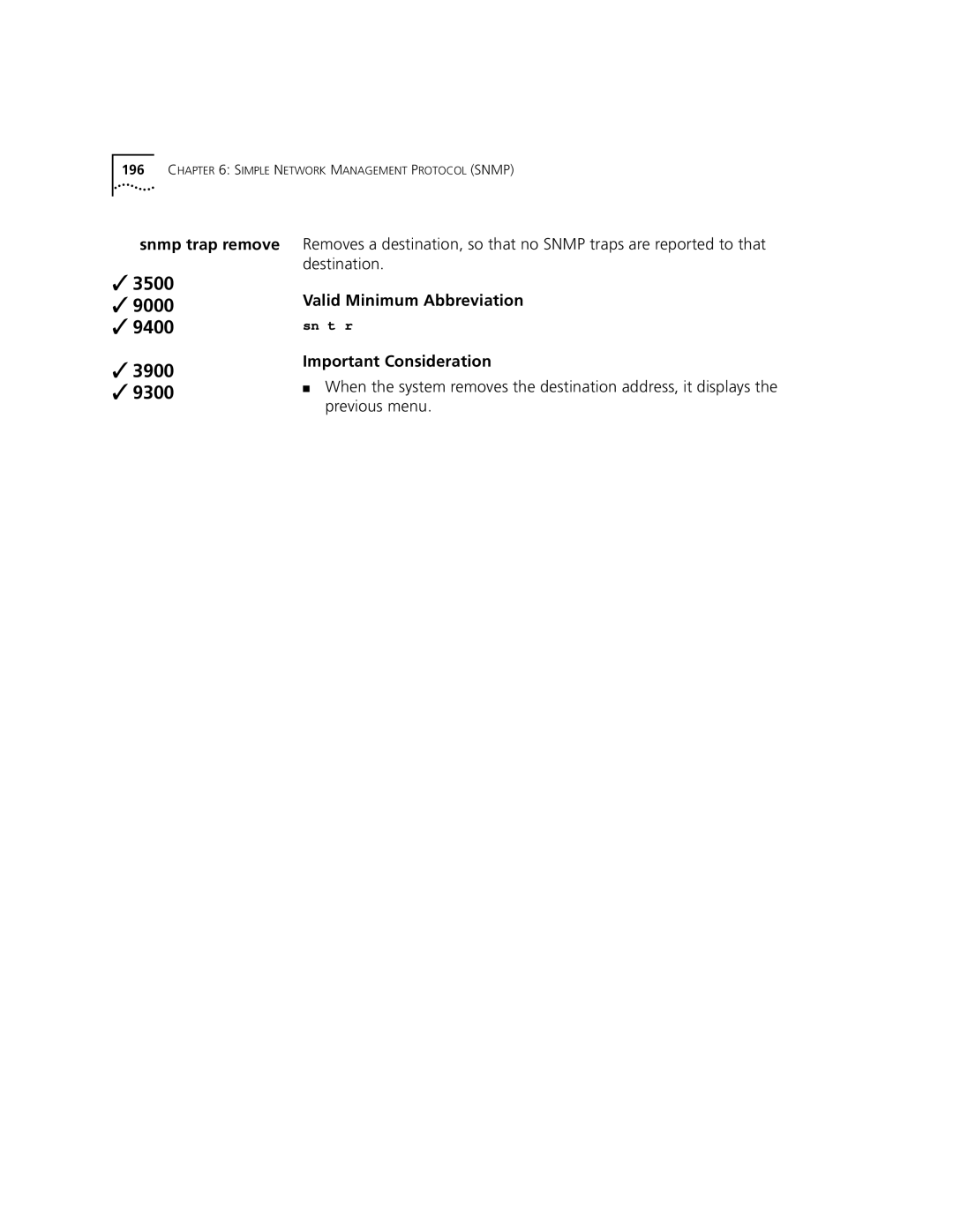 3Com 3500 manual Snmp trap remove, Important Consideration 