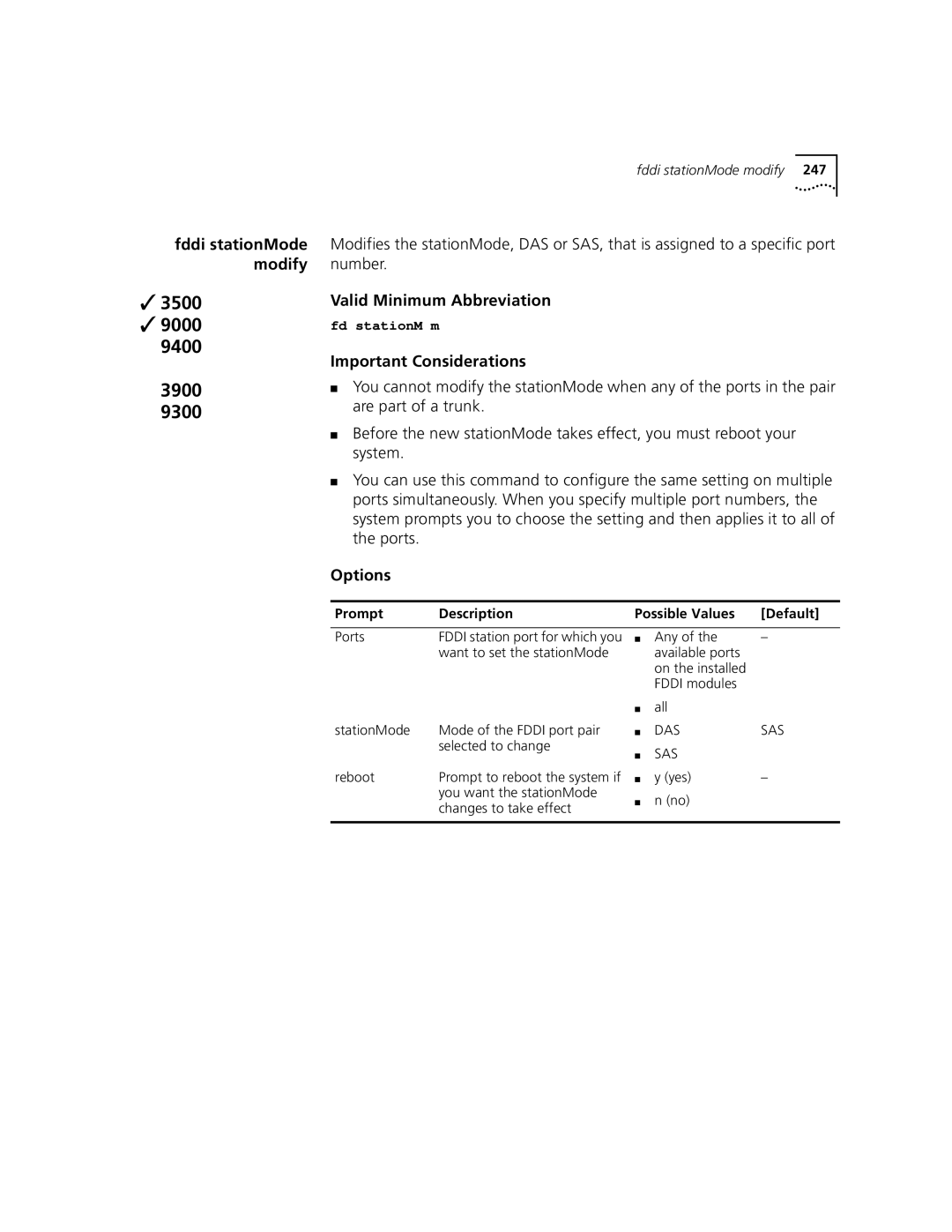 3Com 3500 manual You want the stationMode, Changes to take effect 