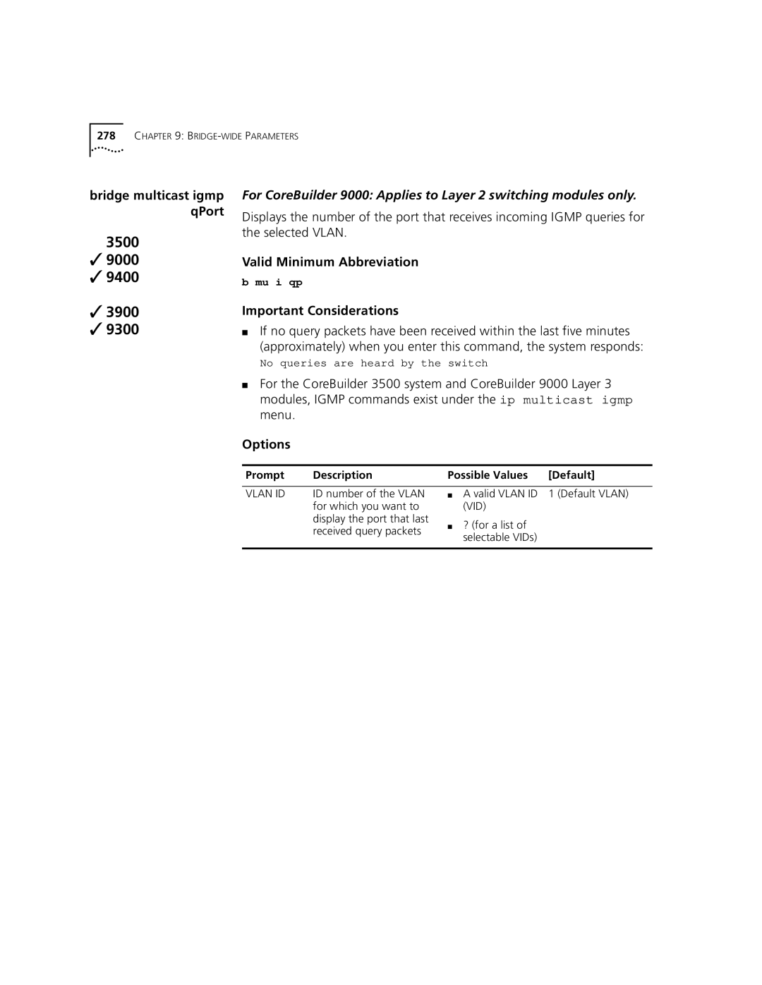 3Com 3500 manual Bridge multicast igmp qPort 