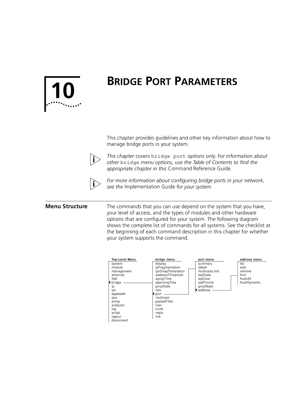 3Com 3500 manual Bridge Port Parameters 