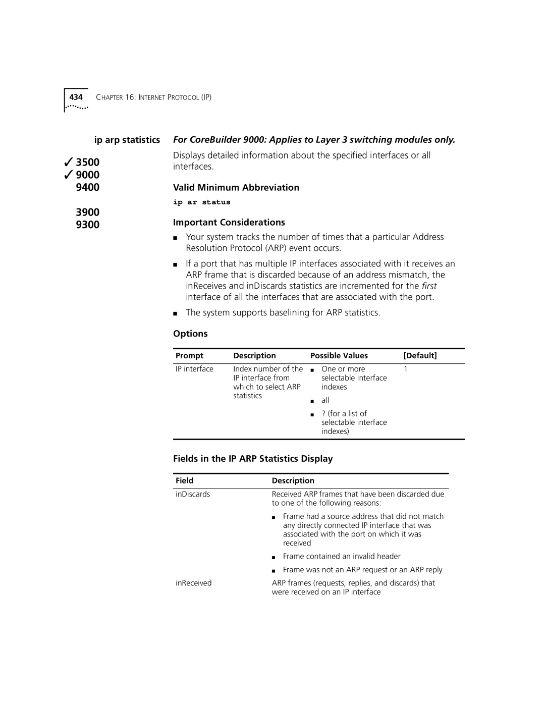 3Com 3500 manual Ip arp statistics, Resolution Protocol ARP event occurs, System supports baselining for ARP statistics 