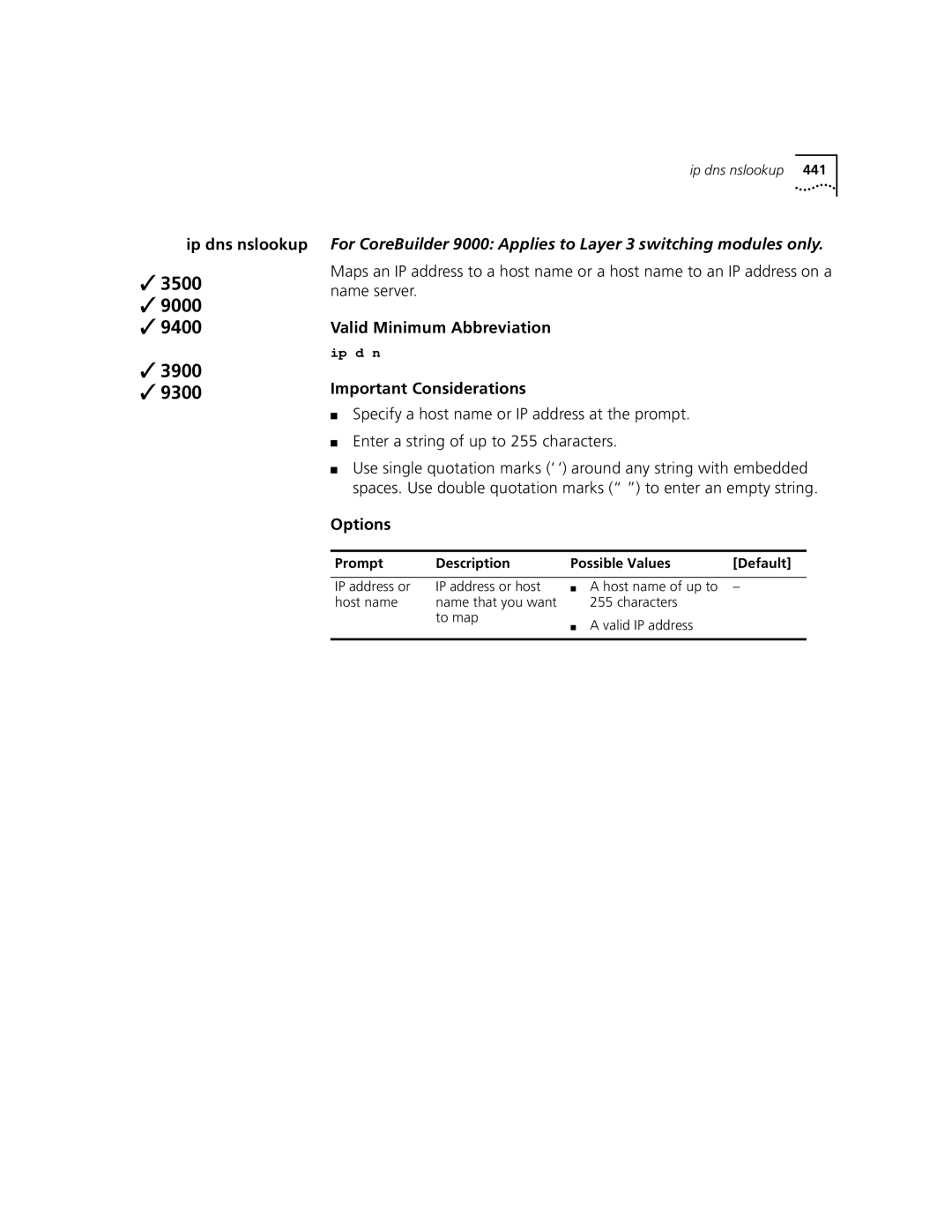 3Com 3500 manual Ip dns nslookup 