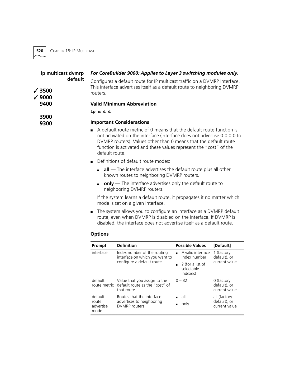 3Com 3500 manual Important Considerations, Function is activated and these values represent the cost 