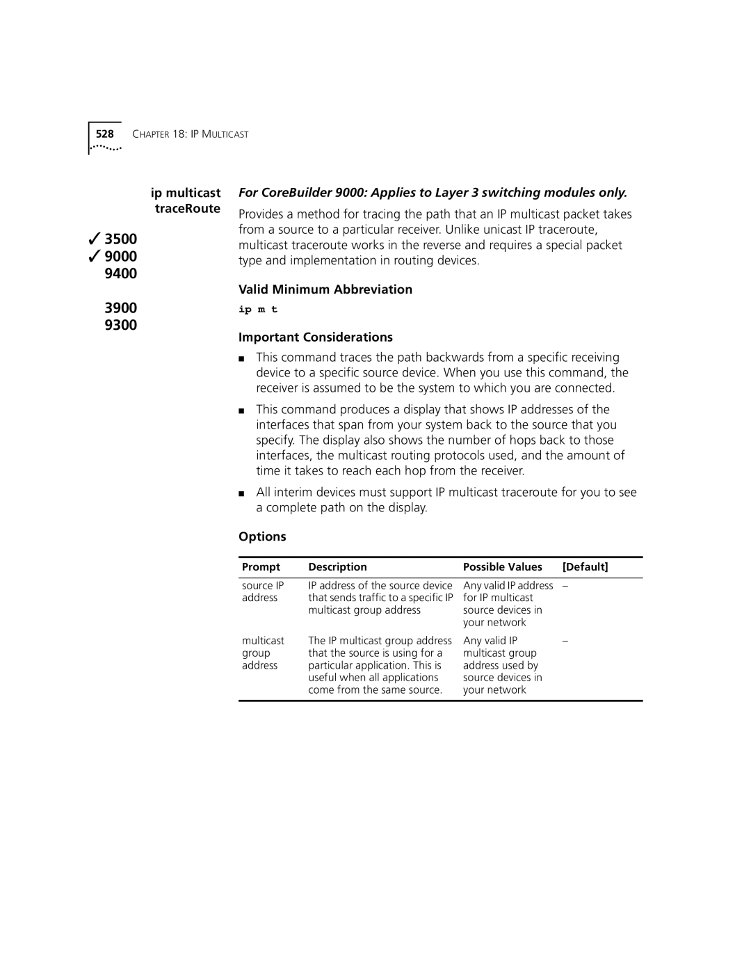 3Com 3500 manual Important Considerations, Multicast group address 