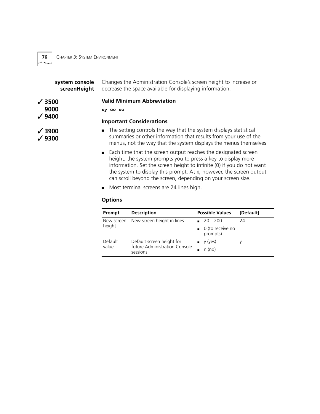 3Com 3500 manual Most terminal screens are 24 lines high 