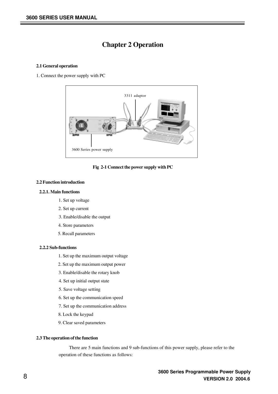 3Com 3644A, 3646A, 3645A manual General operation, Sub-functions, Operation of the function 