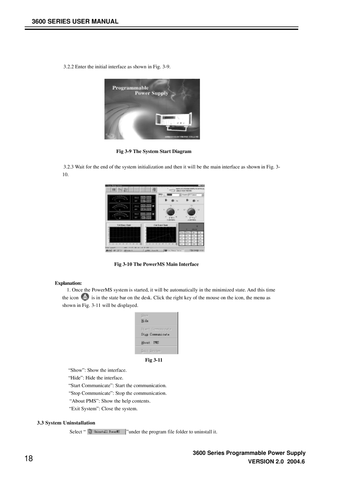 3Com 3645A, 3646A, 3644A manual System Start Diagram, The PowerMS Main Interface Explanation, System Uninstallation 