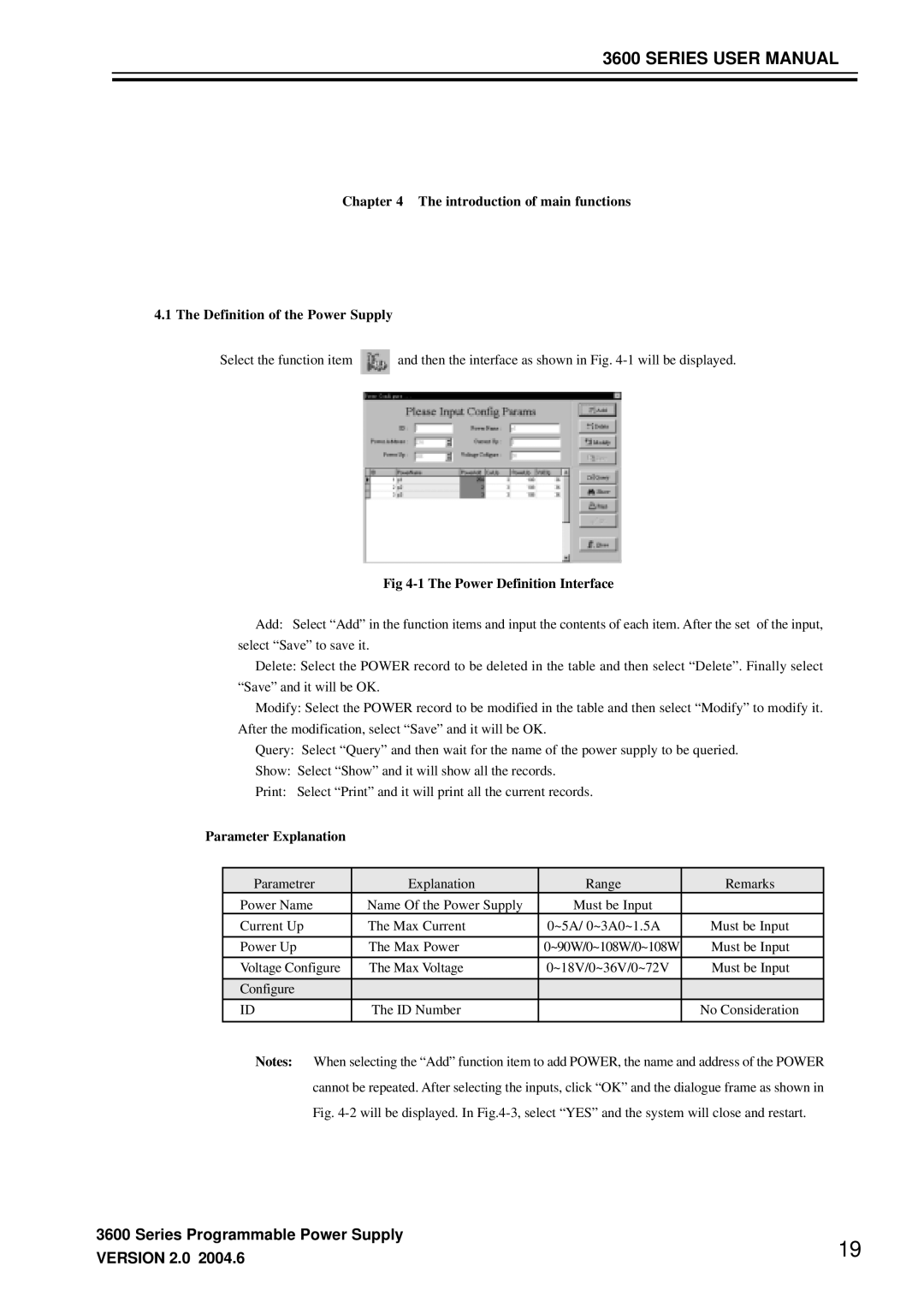 3Com 3646A, 3644A, 3645A manual Power Definition Interface, Parameter Explanation 