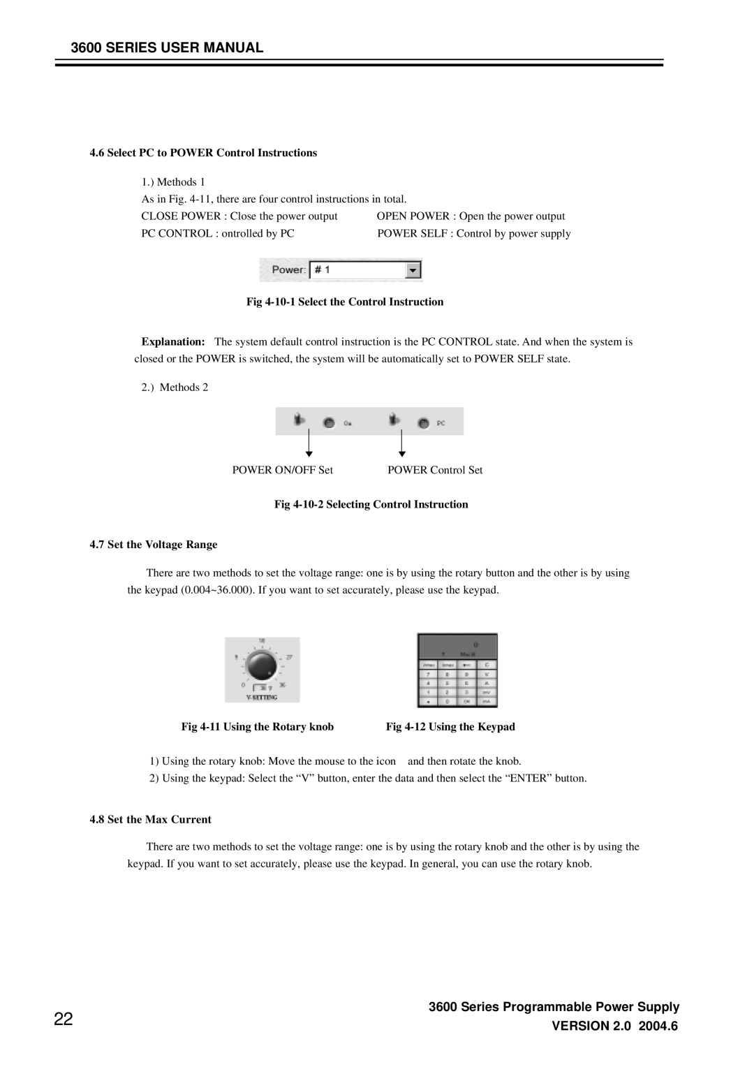 3Com 3646A, 3644A, 3645A manual Select PC to Power Control Instructions, Select the Control Instruction, Set the Max Current 