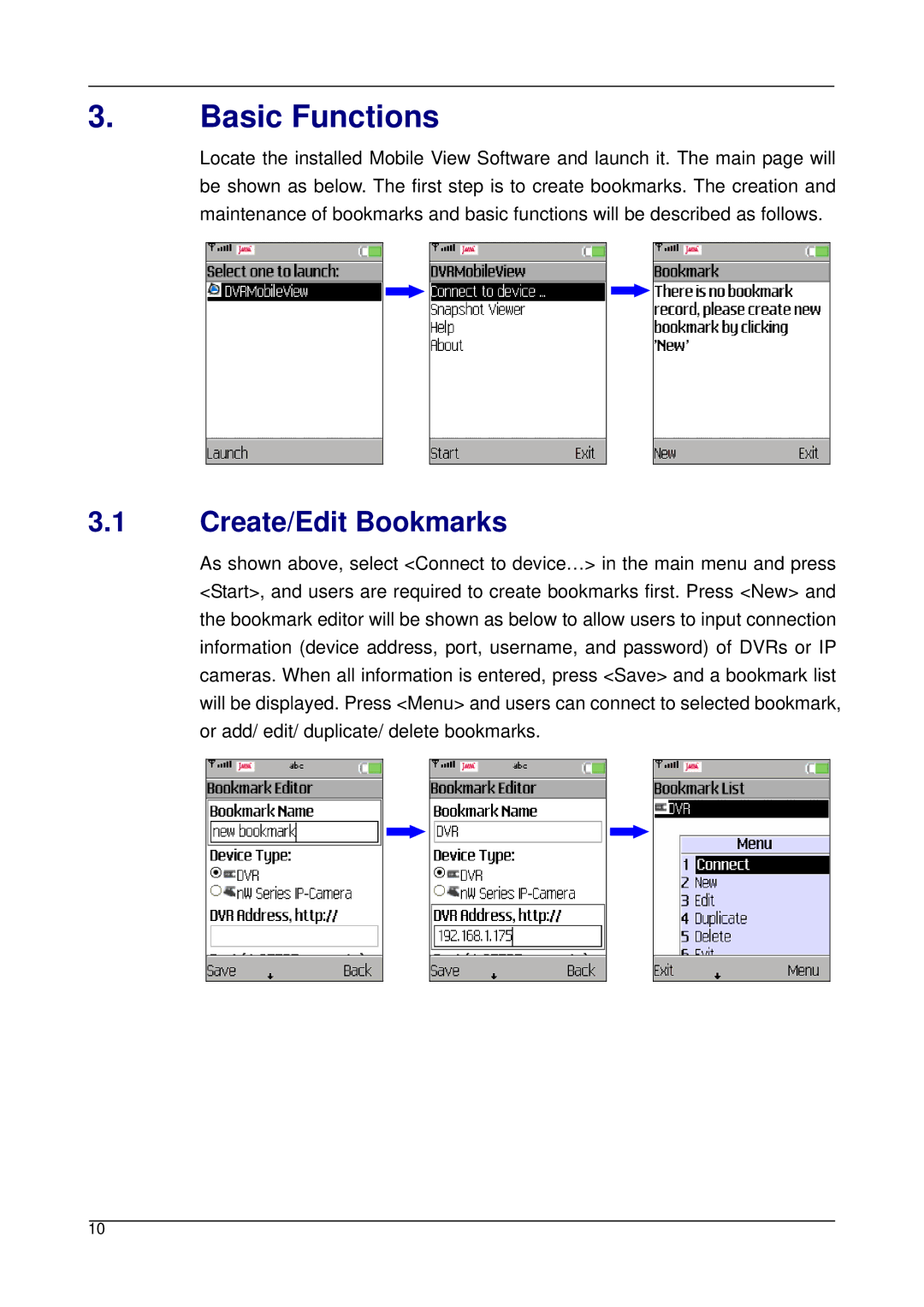 3Com 3.7.8, 3.7.7 user manual Basic Functions, Create/Edit Bookmarks 