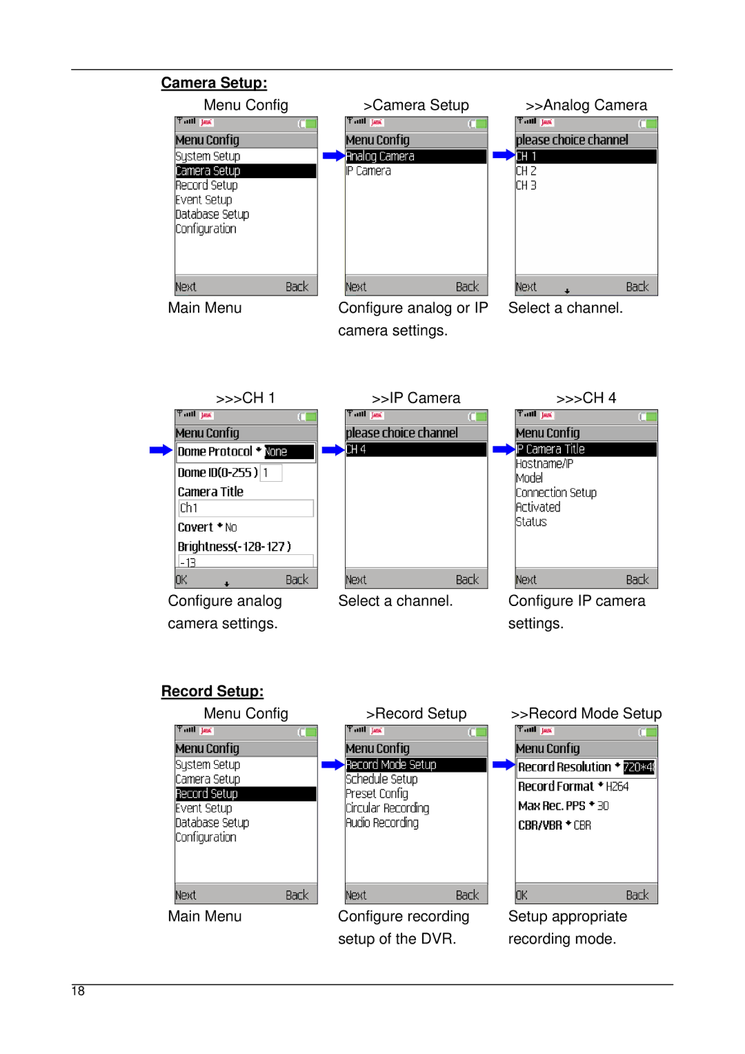 3Com 3.7.8, 3.7.7 user manual Camera Setup, Record Setup 