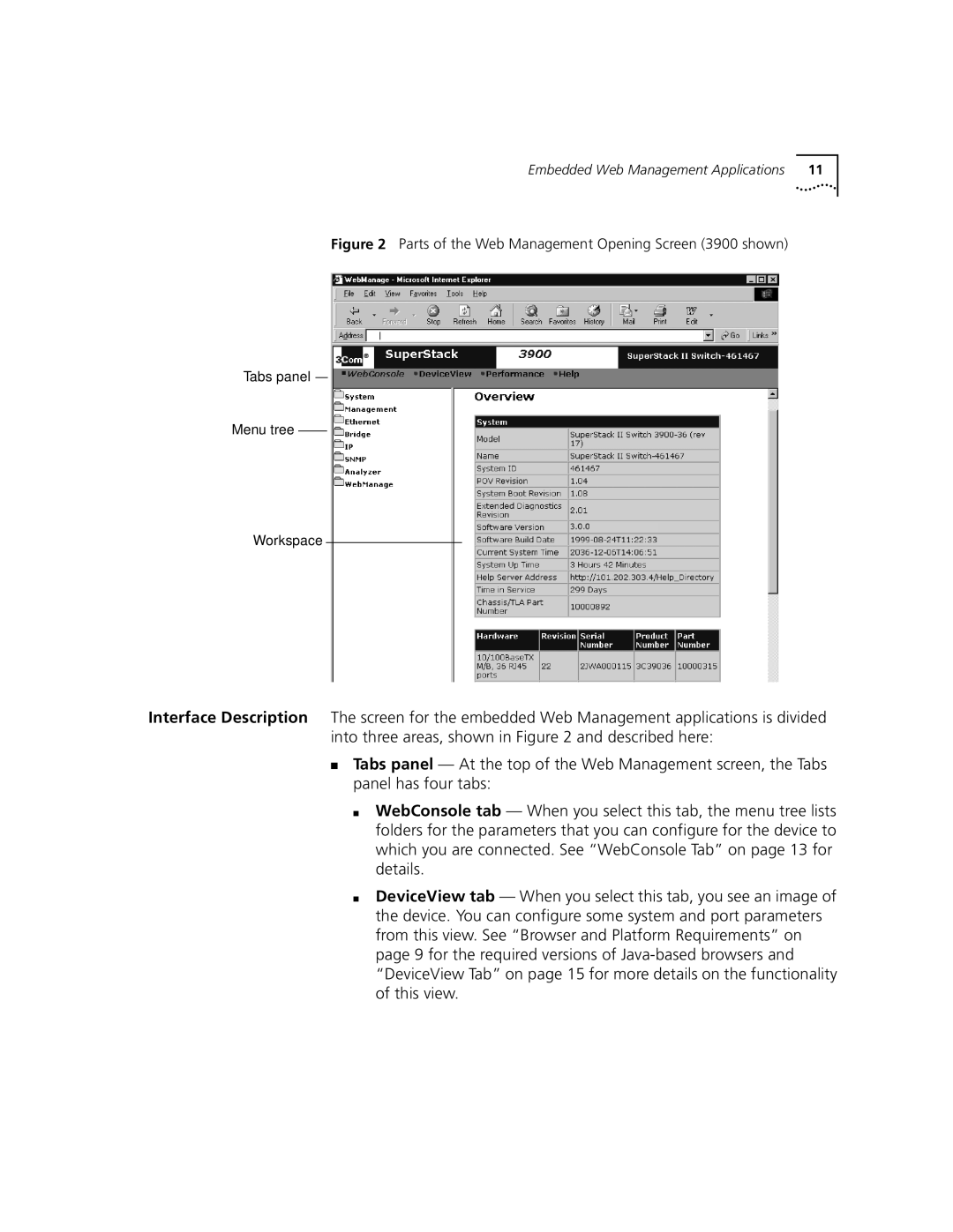 3Com 3900 manual Embedded Web Management Applications 