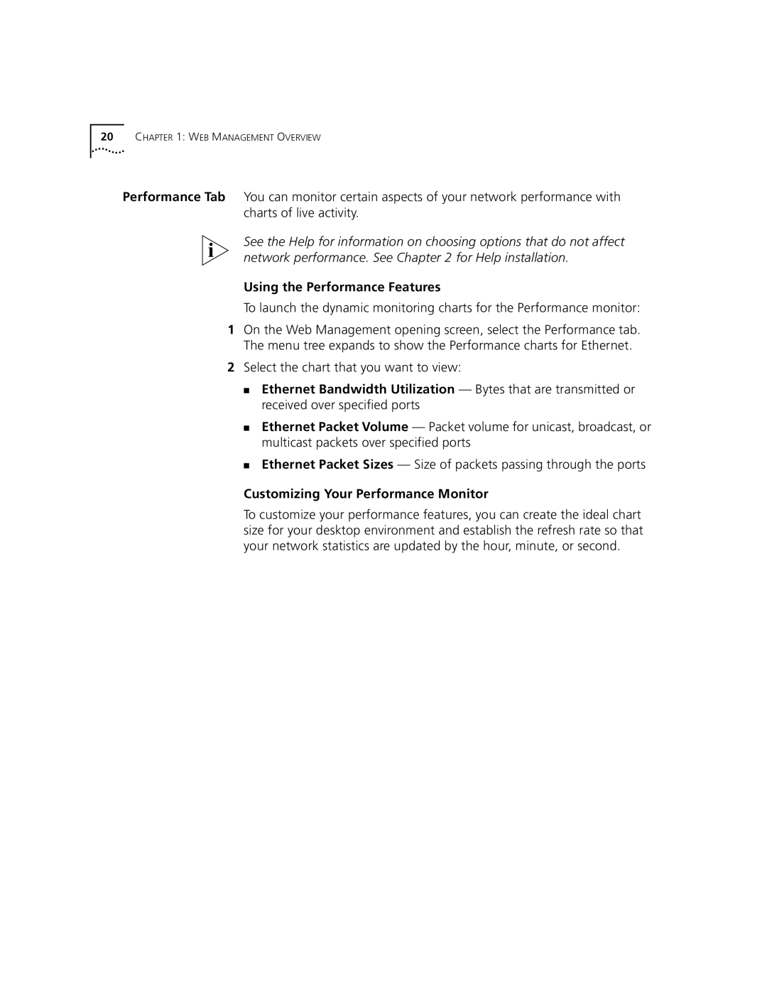 3Com 3900 manual Using the Performance Features, Customizing Your Performance Monitor 