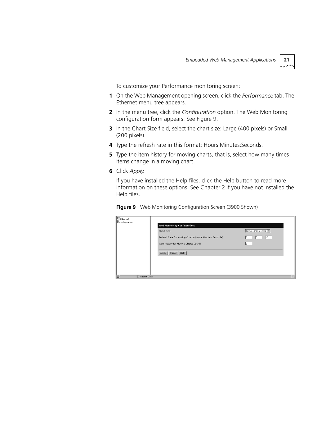 3Com manual Web Monitoring Configuration Screen 3900 Shown 