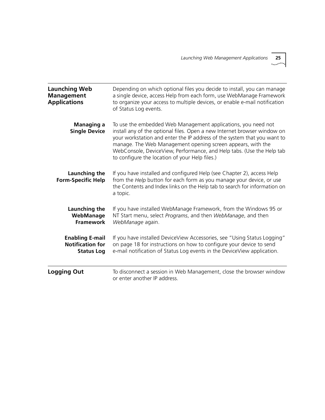 3Com 3900 manual Launching Web, Management, Logging Out 