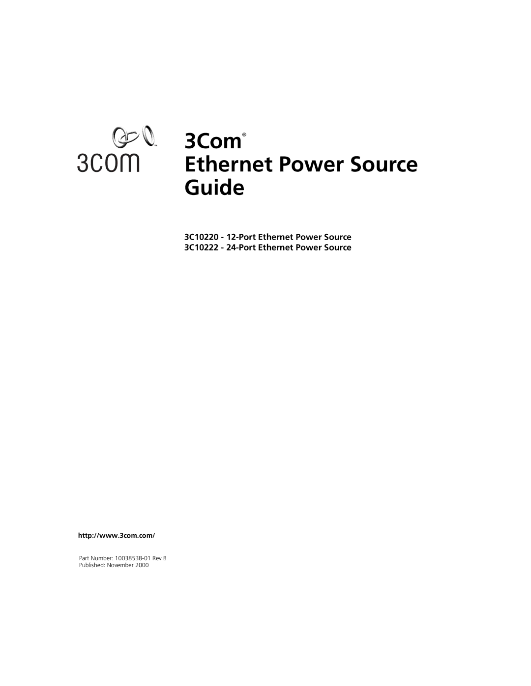 3Com 3C10220 manual 3Com Ethernet Power Source Guide 