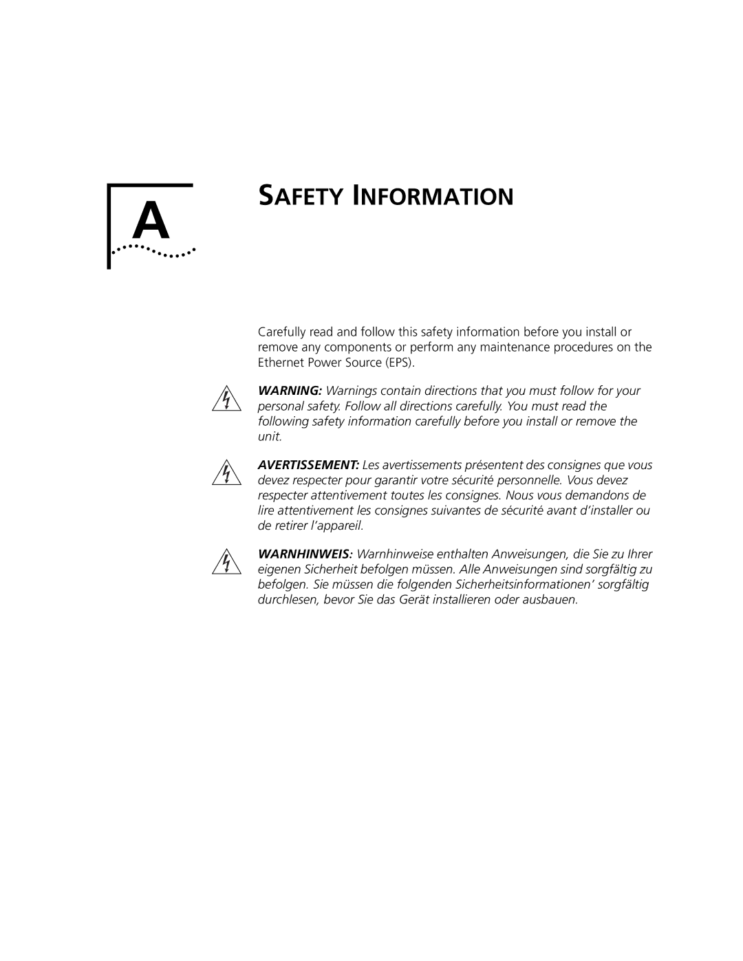 3Com 3C10220 manual Safety Information 